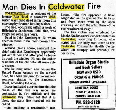 Ritz Hotel (The Ritz) - Mar 1976 Tragic Death And Destruction (newer photo)